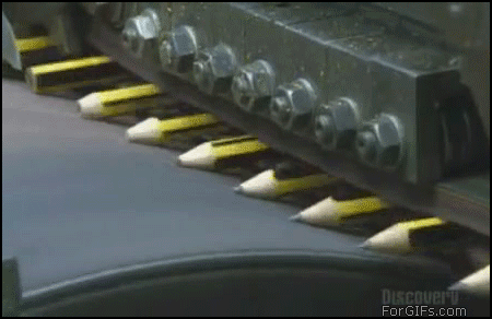Pencils being made